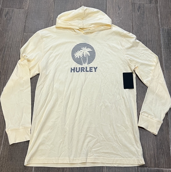 Hurley Light Yellow Tropical Escape Hoodie Tee - Picture 1 of 5